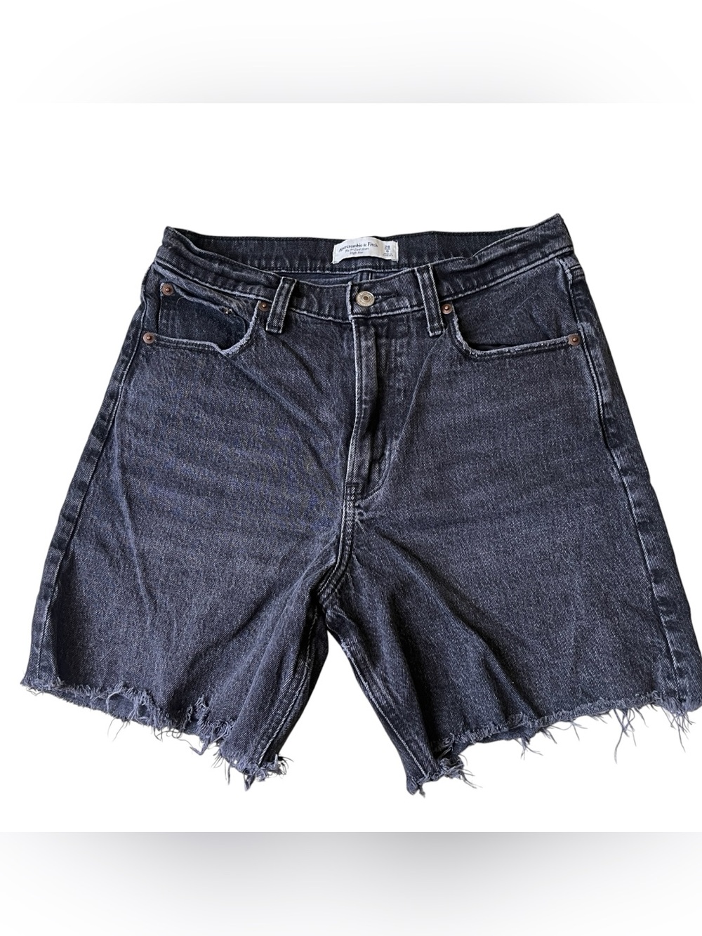 Abercrombie & Fitch Black High Rise Dad Denim Shorts Size 6